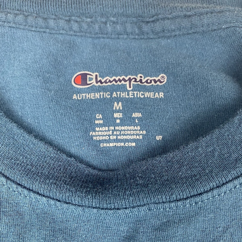 Champion Shirt Mens Medium Blue Authentic Athleticwear Short Sleeve T Shirt - Picture 3 of 7